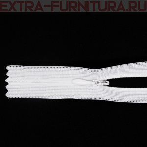 Молния потайная № 3, 60 см, цв. 101 белый п/э пл.9,3 гр/м