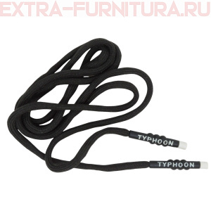 Шнурки круглые 130 см, пластик.наконечник, цв.черный TYPHOON