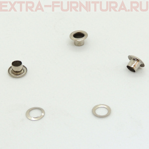 Люверсы 4 мм, (7,2*3 mm, h=3,6 mm.), никель (уп.1000шт) М