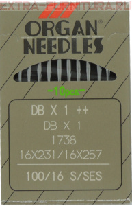 Иглы Organ для прямострочных машин с тонкой колбой (DB*1/100 SES) ПШМ № 100/16 SES, уп.10шт.