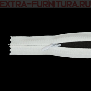 Молния потайная № 3, 50 см, цв. 101 белый п/э, пл.10 гр/м (плотная тесьма)