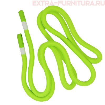 Шнурки круглые 130 см, прорезин.наконечник, Белая полоса, цв.зеленый неон