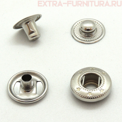 Кнопка "Альфа" 15 мм, цв.никель, нержавеющий, (уп.720шт) NEWSTAR