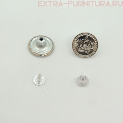 Пуговицы джинсовые 17 мм никель, арт.1002, Корона, (уп. 100 шт.)