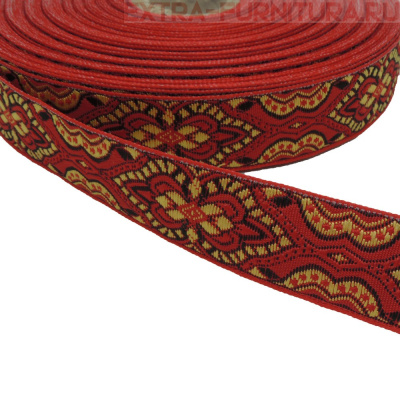Лента жаккардовая отделочная шир. 24 мм арт. 9192 цв. красный/черный (рул.25м)
