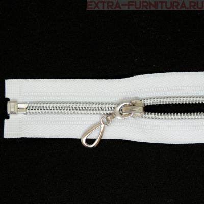 Молния спираль декор Т5 80см цв.белый/серебро (капля)