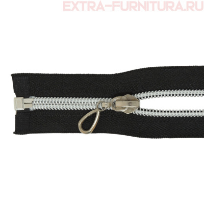 Молния спираль декор Т7 90см цв.черный/серебро